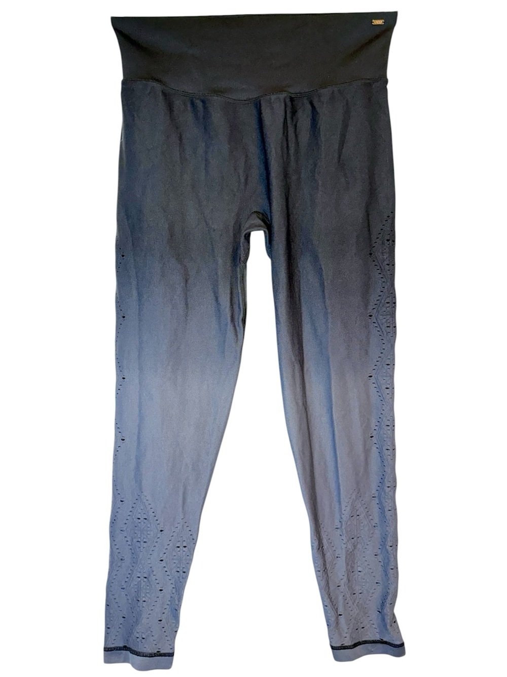 Victorias Secret PINK Leggings Large Ombre Lasercut Gray and Black